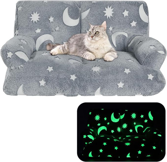 Glow-in-The-Dark Cat Couches for Indoor Cats,Pet Couch Bed with Non-slip Bottom,Pet Sofa Bed for Puppy Sleeping,Playing