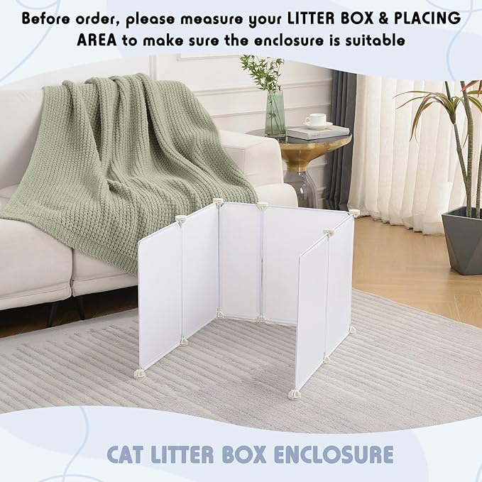 MEEXPAWS Extra Large Cat Litter Box Enclosure Splash Guard L27×W20×H17 in| Easy Clean (2 Set)