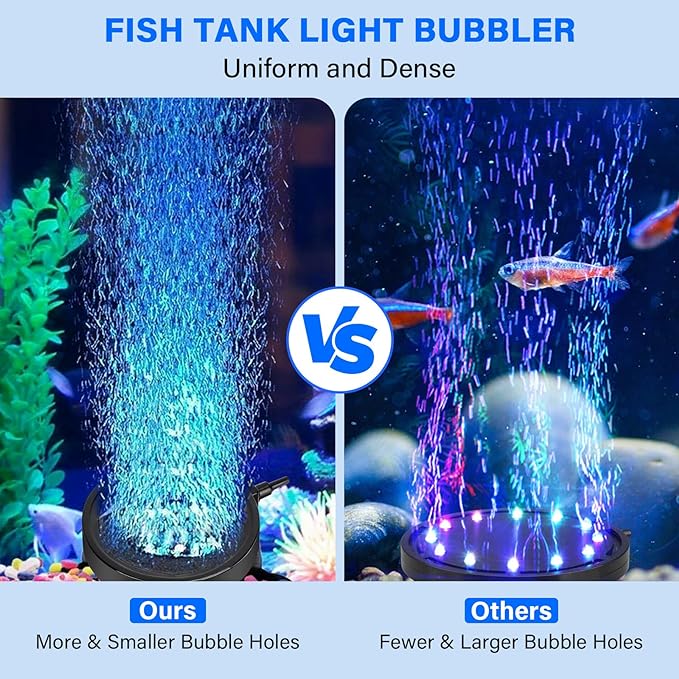 Aquarium Air Bubble Light, LED Fish Tank Bubbler Stone Disk with 11 Super Bright Lamp Beads, 16 Colors and 4 Modes Adjustable for Fish Tank Decoration Oxygenation