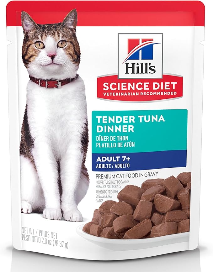 Hill's Science Diet Adult 7+, Senior Adult 7+ Premium Nutrition, Wet Cat Food, Tuna Stew, 2.8 oz Pouch, Case of 24