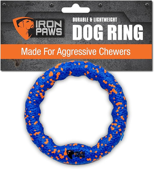 Indestructible Dog Ring Toy, Blue - Tough Dog Pull Toys for Aggressive Chewers, Dog Flying Disc for Fetch, Tug of War and Dog Training