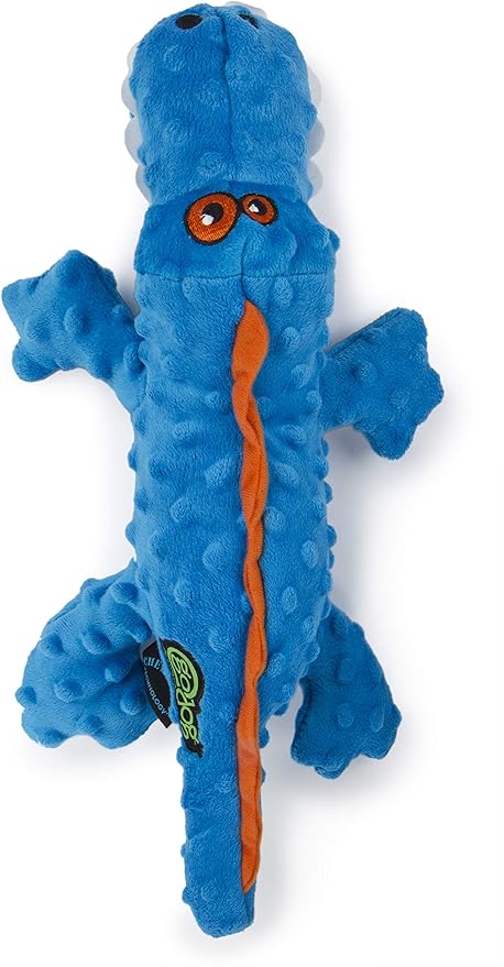 goDog Gators With Chew Guard Technology Tough Plush Dog Toy, Blue, Large (774019)