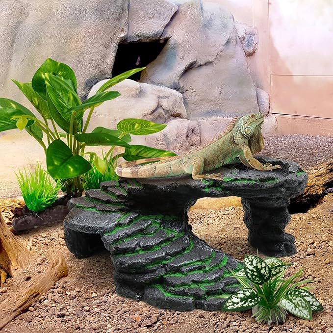 Reptile Artificial Plants, Terrarium Plants Decorations Supplies, Aquarium Fish Tank Plant, Amphibian Habitat Hideout Tank Accessories (M Set-2pcs/E)