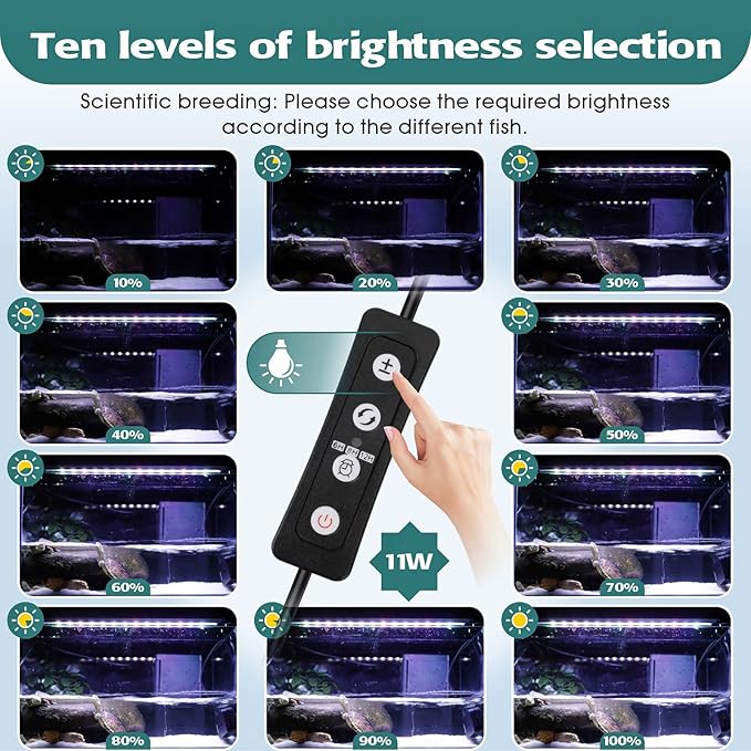 hygger 16W Full Spectrum Aquarium LED Light with 10 Levels Brightness, White Blue Red Green LEDs,6H8H12H Timer,RGB Light for 16~24IN Freshwater Fish Tank, Aquatic Plants Tropical Ornamental Fish