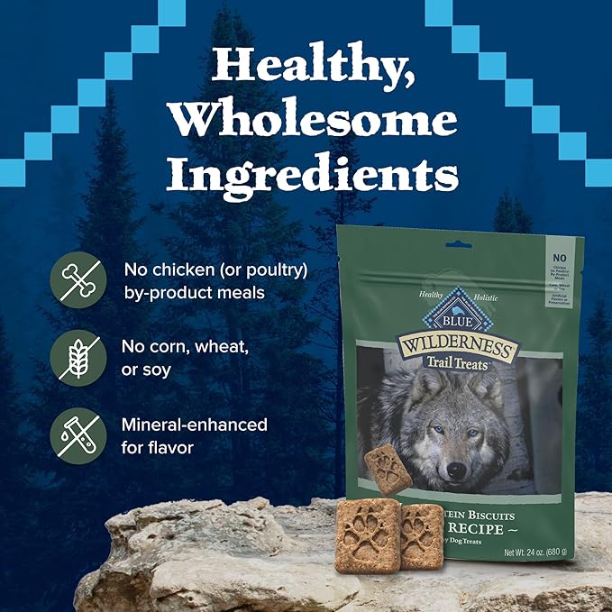 Blue Buffalo Wilderness Trail Treats High Protein Grain Free Dog Biscuits Crunchy Dog Treats, Duck Recipe, 36-oz Bag