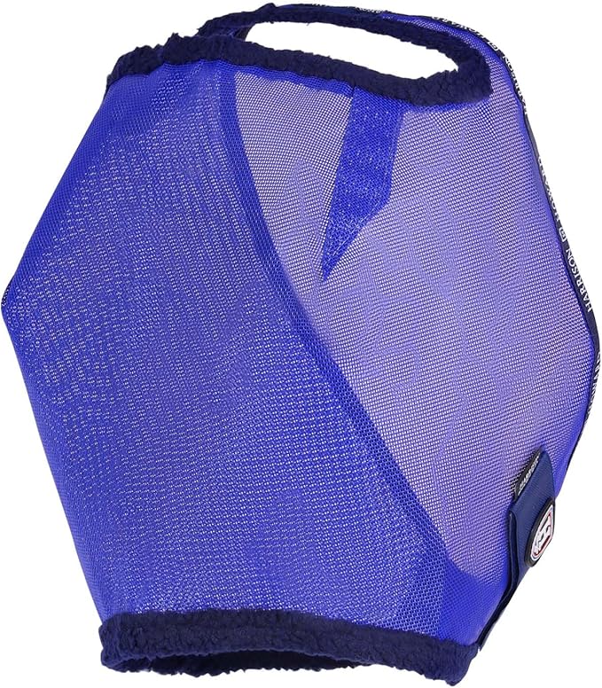 Harrison Howard All-Round Mesh Horse Fly Mask UV Protective with Fleece-Padded Edging Deep Navy L