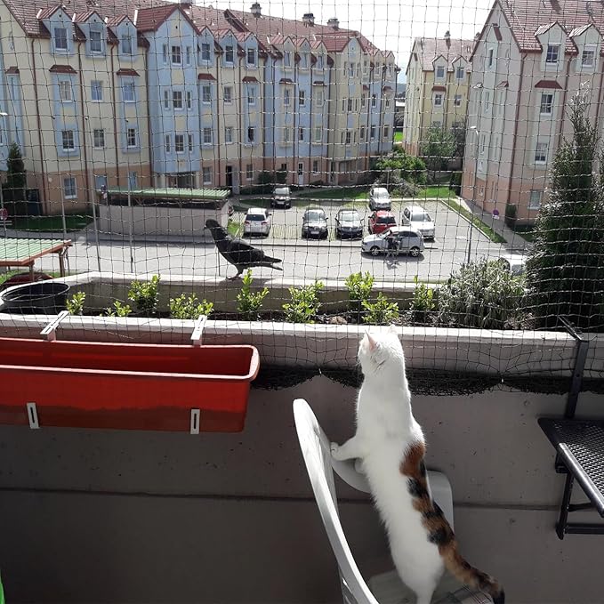 Cat Netting for Balcony, Cat Netting Anti-Fall Mesh Fence, Anti Bird Netting for Garden/Balcony, Transparent Nylon Pet Mesh Fence for Dogs & Cat, Pet Safety Net for Balcony/Stairs/Window