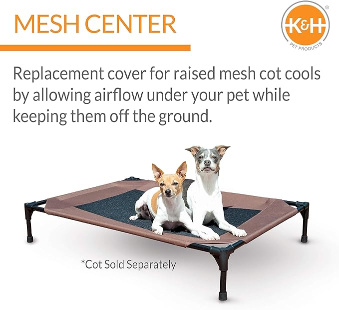 K&H Pet Products Original Pet Cot Replacement Cover (Cot Sold Separately) - Chocolate/Black Mesh, Large 30 X 42 Inches