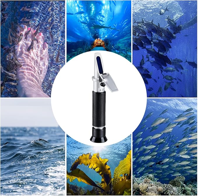 Water Salinity Refractometer, LEERCHUANG Dual Scales Hydrometer: Specific Gravity 1.000-1.070 & PPT 0-100 (1‰ = 1ppt = 1000 ppm), Handheld Seawater Tester for Aquarium, Marine Fish-Keeping, Pool Tank