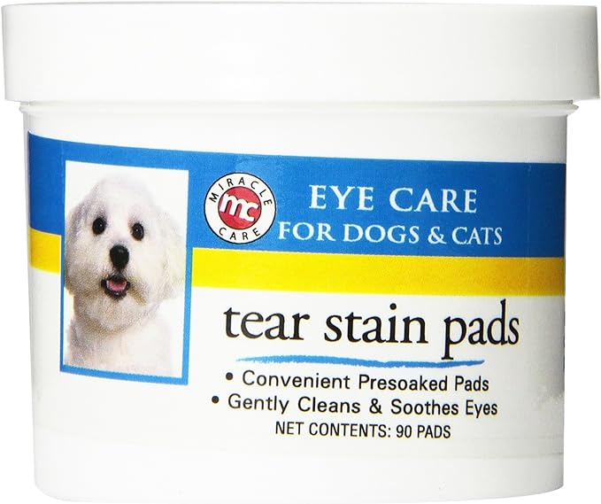 Tear Stain Pads - 90 Count; Eye Care for Dogs and Cats, Soft Pet Wipes for Gently Cleaning Eyes, Sterile Cat and Dog Wipes Formulated to Remove Tear Stains