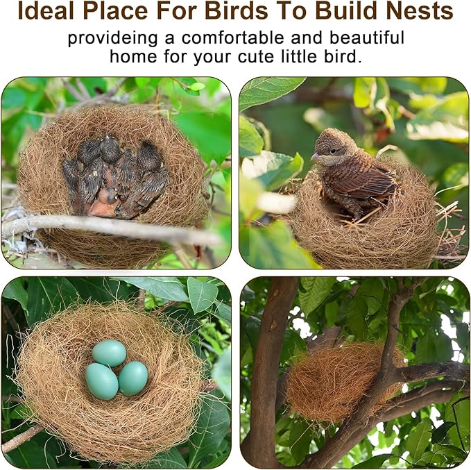 Sukh 2PCS Coconut Fiber for Bird Nest - Canary Nesting Material Coconut Bird Nest Finch Coconut Fiber Loose Bedding Substrate for Laying Eggs,Resting Materials for Birds, Hummingbird Parakeet