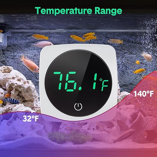 2 Pcs Digital Aquarium Thermometer Fish Tank Thermometer Accurate LED Display Adhesive Aquarium Temperature Tank Water Temperature Measurement for Fish, Axolotl, Turtle or Aquatic