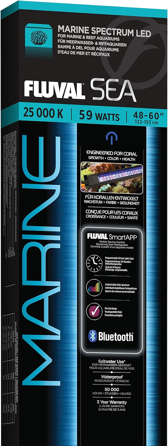 Fluval Sea Marine 3.0 LED Aquarium Lighting for Coral Growth, 59 Watts, 48-60 Inches