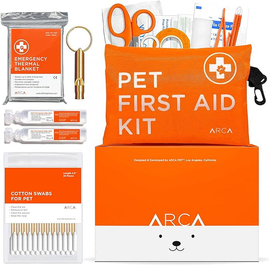 Dog First Aid Kit - Pet Emergency Kit Dog Travel kit for - Water Resistant High Visibility Reflective First Aid Pouch Dog Camping Essentials for Pets for Hiking, Backpacking, Sports, Hunting