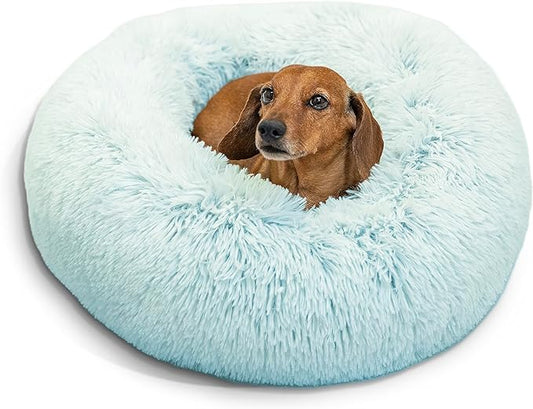 Best Friends by Sheri The Original Calming Donut Cat and Dog Bed in Shag Fur Baby Blue, Small 23"