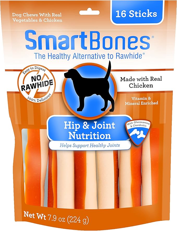 SmartBones Chicken Dog Chews Hip Joint (16 Sticks) and SmartSticks Peanut Butter Dog Chews (10 Count)