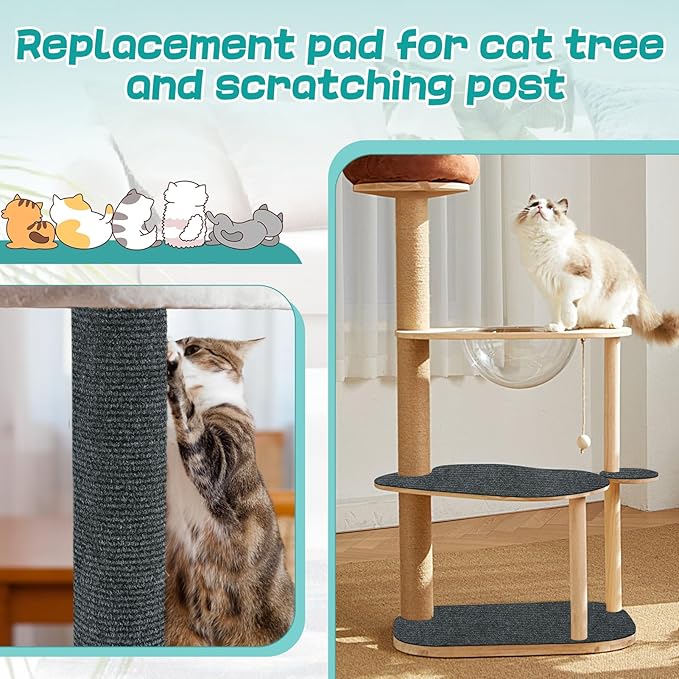 78.7"x14.6" Trimmable Cat Scratching Mat - Self-Adhesive Cat Scratch Furniture Protector Cat Tree Shelves Replacement, Easy to Use for Scratching Post Couch Protector