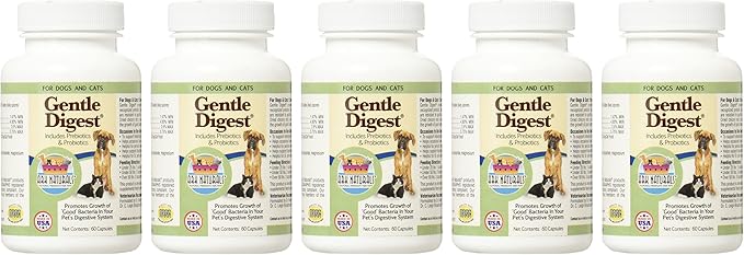Ark Naturals Gentle Digest for Dogs & Cats, 60-Count Capsules, 5 Pack