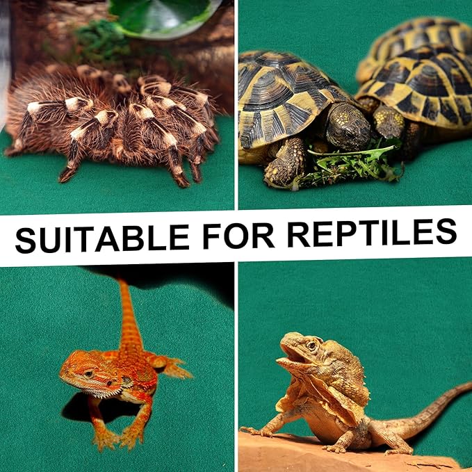 4 Pcs 24" x 47" Reptile Carpet Pet Terrarium Floor Liners Bedding Substrate Liner Supplies Reptile Cage Mat Tank Accessories for Lizard Bearded Dragon Tortoise Snake Leopard (Green)