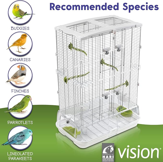 Vision M02 Wire Bird Cage, Bird Home for Parakeets, Finches and Canaries, Tall Medium