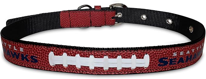 Pets First Tough Leather Pet Collar NFL Seattle Seahawks Premium Dog Collar, Limited Edition, Size Large. Best & Strongest Heavy-Duty Dog Collar!, Large (20-29"" Long & 1"" Wide) (SEA-3081-LG)