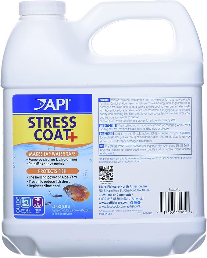 API STRESS COAT Aquarium Water Conditioner 64-Ounce Bottle