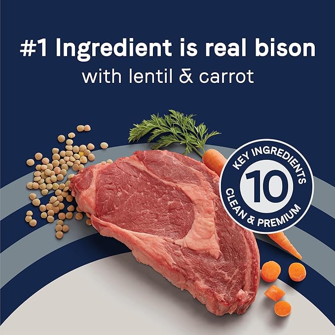 Canidae Pure Limited Ingredient Premium Adult Dry Dog Food, Real Bison, Lentil & Carrot Recipe, 21 lbs, Grain Free