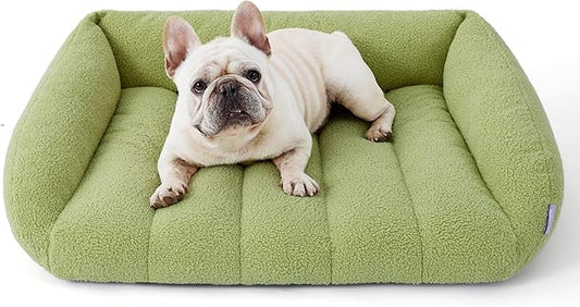 Lesure Orthopedic Dog Bed Sofa for Medium Dogs, Waterproof Dog Couch with Removable Washable Cover, Cute Aesthetic Pet Sofa Couch with Egg Crate Foam(28" x 23" x 10", Green)