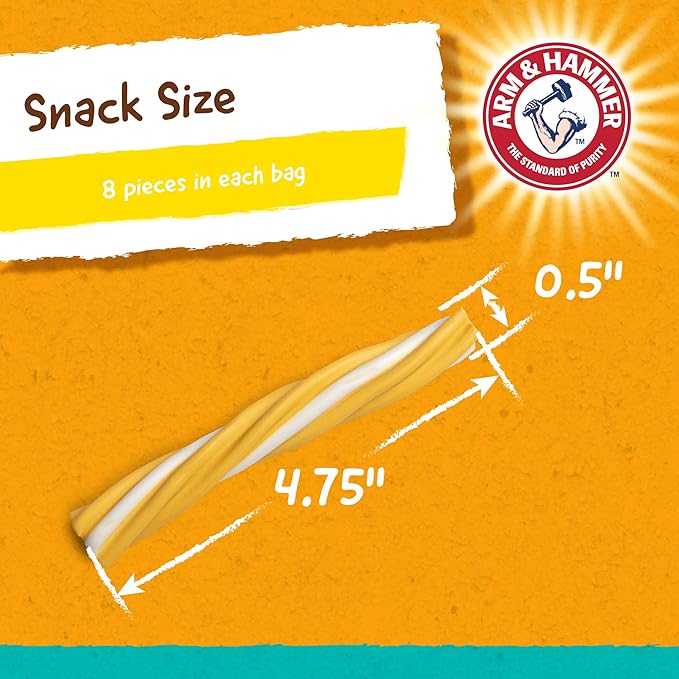 Arm & Hammer Fruit Twisters Fresh Breath Dental Treats for Dogs in Banana Flavor, Medium Dog Dental Chews Fight Bad Breath, Plaque & Tartar Without Brushing (Pack of 24, 192 Count Total)