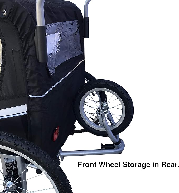 Extra Large Dog Stroller and Pet Bike Trailer for dogs up to 110 lbs with Suspension Shocks.