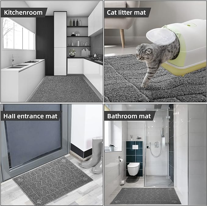 Cat Litter Box Mat, 35" x 24" Large Kitty Litter Trapping Mat Keep Floor Clean, Litter Box Mat Scatter Control, Waterproof, Easy to Clean, Durable Large Size Litter Mats for Floor