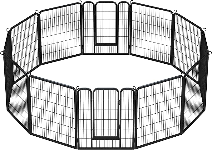 Yaheetech Heavy Duty Extra Wide Dog Playpen, 12 Panels Outdoor Pet Fence for Large/Medium/Small Animals Foldable Puppy Exercise Pen for Garden/Yard/RV/Camping 40 Inch Height x 32 Inch Width