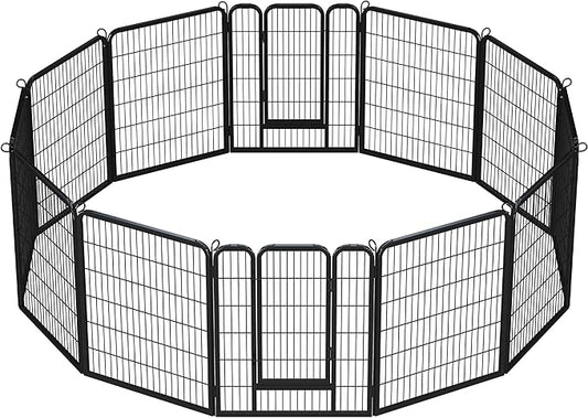 Yaheetech Heavy Duty Extra Wide Dog Playpen, 12 Panels Outdoor Pet Fence for Large/Medium/Small Animals Foldable Puppy Exercise Pen for Garden/Yard/RV/Camping 40 Inch Height x 32 Inch Width