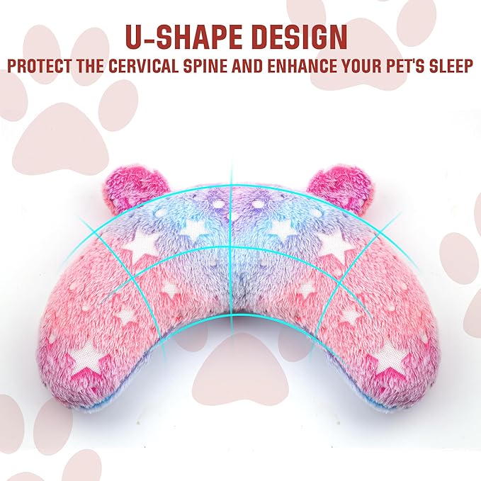 Small Dog Calming Pillows, Anxiety Relief Pillows for Dogs and Cats, U-Shape Pillow for Improving Pet Sleeping, Half-Count Soft Cat Pillow, Machine Washable (pink)