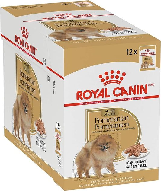 Royal Canin Breed Health Nutrition Pomeranian Adult Loaf in Gravy Pouch Dog Food, 3 oz. Pouch (Pack of 12)