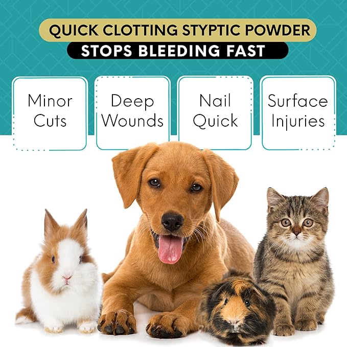 Blood Stop Powder (3 oz) - Quick Stop Bleeding for Dogs, Cats, Pigs, Horses and Pets – Styptic Powder for Dogs Nails and Minor to Severe External Wounds