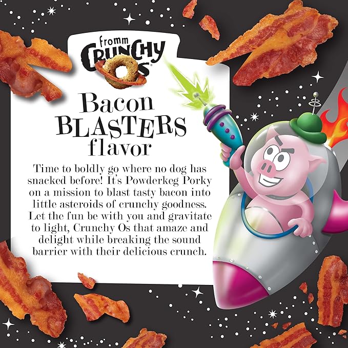 Fromm Crunchy Os Bacon Blasters Flavor Dog Treats - Premium Crunchy Dog Treats - Bacon Recipe - Pack of (3) 6 oz Bags