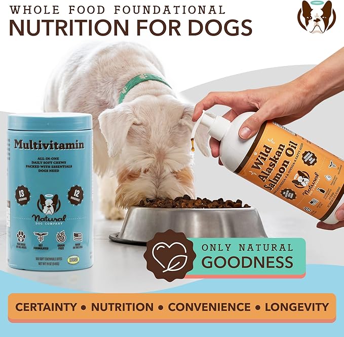 Natural Dog Multivitamin Chews (180 Pcs) Dog Vitamins & Supplements, Peanut Butter & Bacon Flavor, Dogs, Supports Immune System, Antioxidant