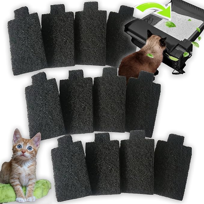 Cat Litter Box Replacement Charcoal Filter Refill Compatible with Pet Zone Cat Litter Box – 12 PCS Activated Carbon Charcoal Filters for Cat Litter Box, Absorbing Odor, Keep Home Fresh