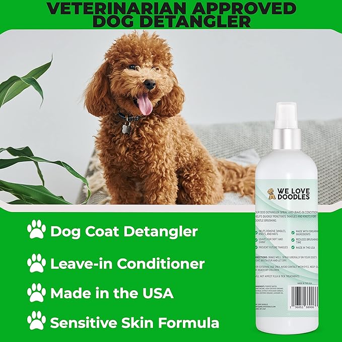 Doodle Detangler Spray - Leave in Conditioner for Dogs - Made in The USA - Detangler Spray for Dogs - Tangle Remover - Large 16 fl oz (Lavender) [We Love Doodles]