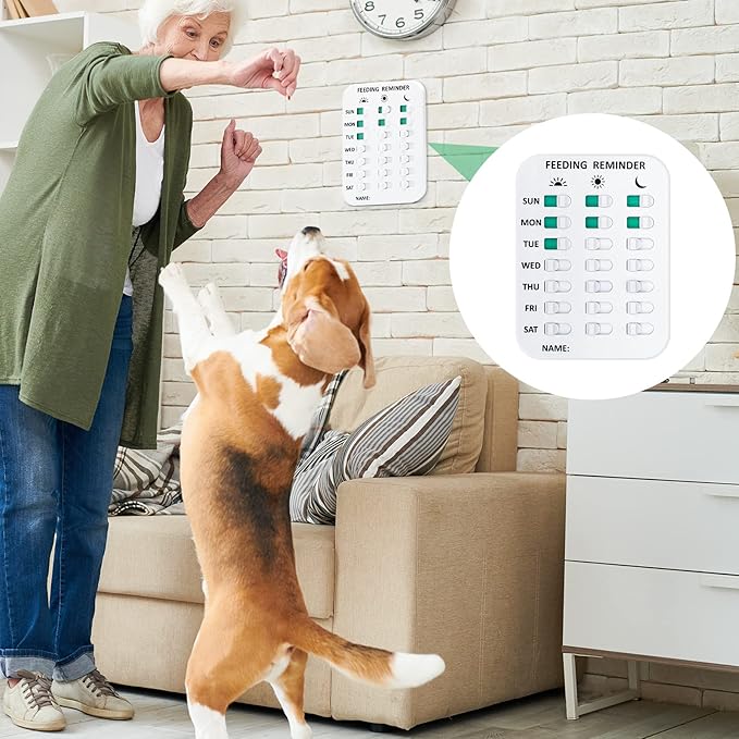 Coolrunner Pet Feeding Reminder Pet Feeding Reminder for Dogs Cats Pet Feed Reminder Magnetic or Double Sided Adhesive Prevent Overfeeding (A Pattern)