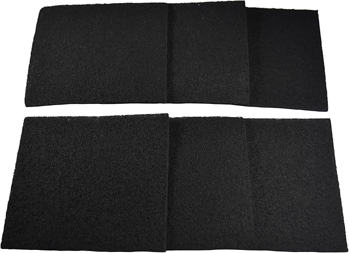 HQRP 6-Piece Activated Charcoal Carbon Litter Box Filters for Hooded Cat Litter Box, 6 x 6.5 Inch Trimmable Pads, 10mm Thick