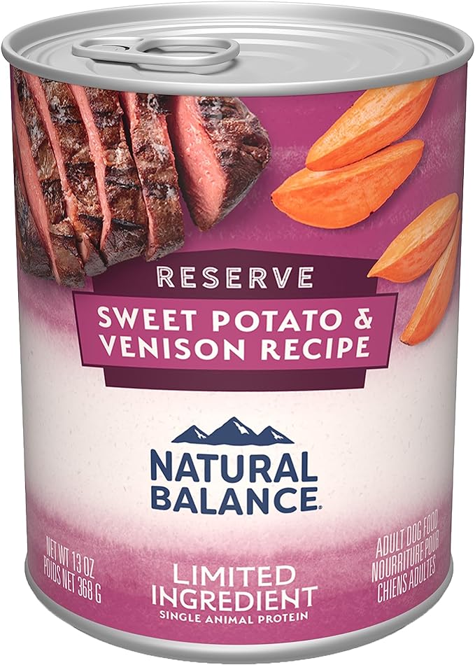 Natural Balance Limited Ingredient Adult Grain-Free Wet Canned Dog Food, Reserve Sweet Potato & Venison Recipe, 13 Ounce (Pack of 12)