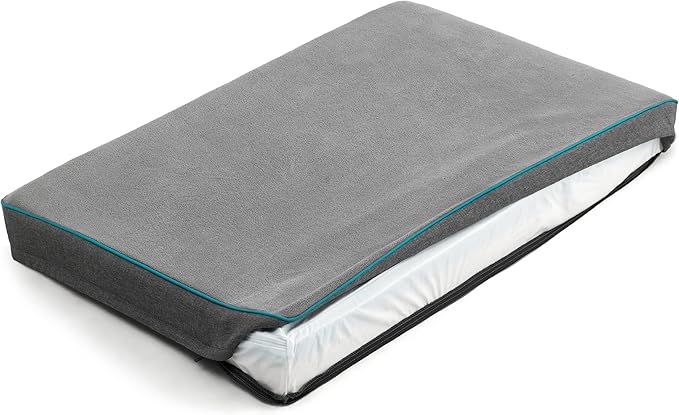 Lesure Dog Bed Cover Flannel - Extra Large Dog Bed Washable Removable Cover, Plush Fleece Replacement Cover for Orthopedic Pet Mad Beds, 41x29x3.5 Inches Grey