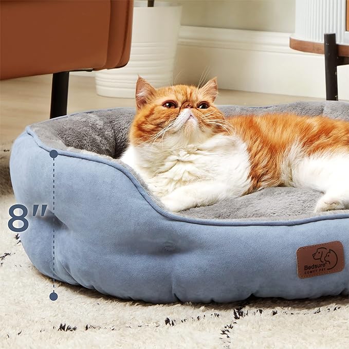 Bedsure Dog Beds for Small Dogs - Round Cat Beds for Indoor Cats, Washable Pet Bed for Puppy and Kitten with Slip-Resistant Bottom, 25 Inches, Allure