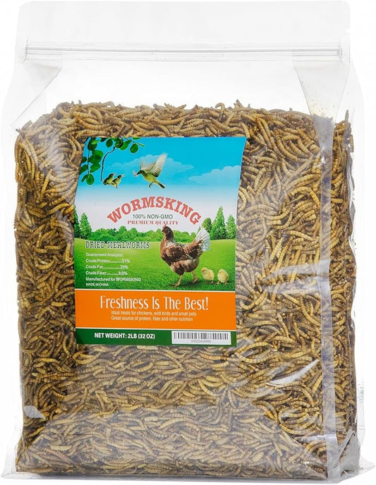 2LB Dried Mealworms for Poultry, Wild Birds,Tasty Bird Food