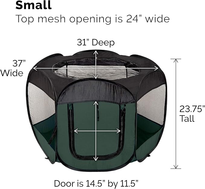 Furhaven Pop Up Playpen Pet Tent Playground - Hunter Green, Small