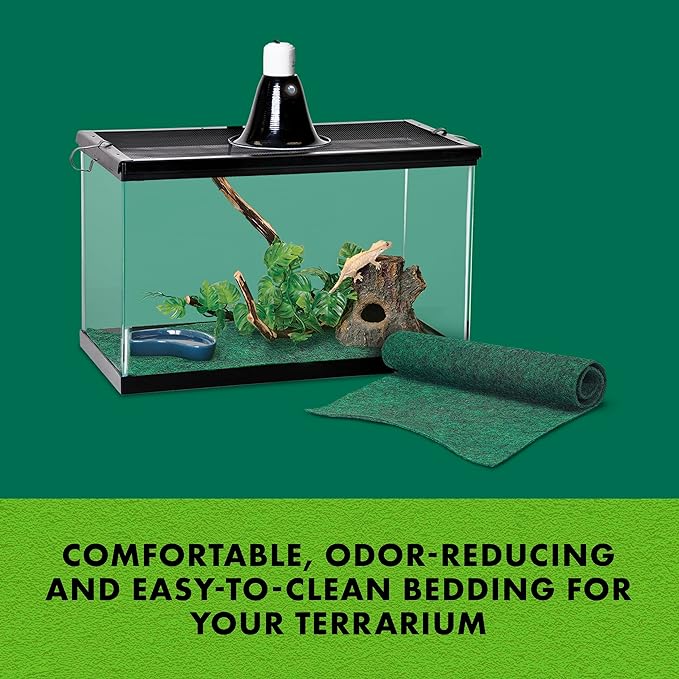 Zilla Reptile Terrarium Liner, Odor Reducing, Non-irritating, Ideal for Juvenile Reptiles and Tropical Habitats, Green, Fits Tank Size 10 Gallon, 9.75” x 19.75”