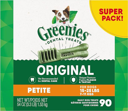 Greenies Original Petite Natural Dental Care Dog Treats, 54 oz. Pack (90 Treats)