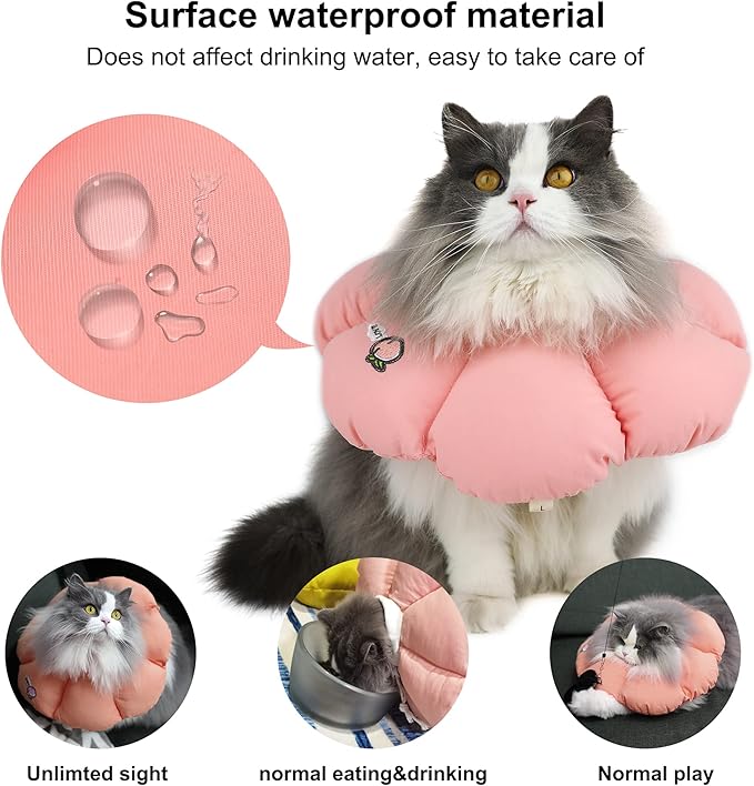 HiDREAM Cat Cone Collar,Cute Waterproof Elizabethan e Collar for Cats,Anti-Bite Lick Wound Healing Safety Cat Recovery Collar,All-Season Style